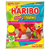HARIBO Sour Sparks Fruit & Cola Gums Sweets Sharing Bag 154g (Case of 12)  Adomoo